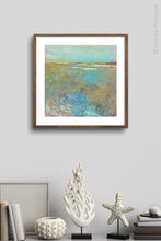 Load image into Gallery viewer, Large abstract landscape painting &quot;Floating Gallery,&quot; digital print by Victoria Primicias, decorates the wall.
