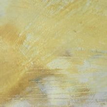 Load image into Gallery viewer, Closeup detail of coastal yellow abstract beach wall decor &quot;Guardian Light,&quot; digital art by Victoria Primicias
