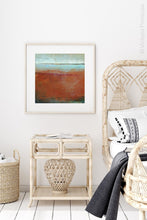 Load image into Gallery viewer, Unique abstract coastal wall art &quot;Havana Stories,&quot; printable wall art by Victoria Primicias, decorates the bedroom.
