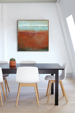 Load image into Gallery viewer, Red abstract coastal wall art &quot;Havana Stories,&quot; canvas wall art by Victoria Primicias, decorates the office.

