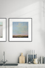 Load image into Gallery viewer, Large abstract ocean painting &quot;Hello Again,&quot; wall art print by Victoria Primicias, decorates the kitchen.
