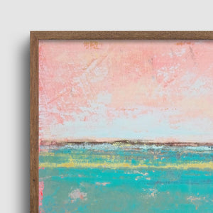 Closeup detail of teal green abstract coastal wall art "Hero Harbor," downloadable art by Victoria Primicias