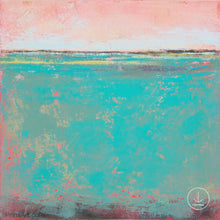 Load image into Gallery viewer, Teal green abstract coastal wall art &quot;Hero Harbor,&quot; printable art by Victoria Primicias
