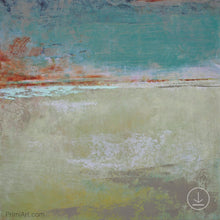 Load image into Gallery viewer, Zen abstract ocean painting &quot;Hidden Sun,&quot; digital art landscape by Victoria Primicias
