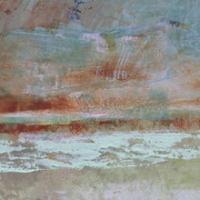 Load image into Gallery viewer, Closeup detail of zen abstract landscape art &quot;Hidden Sun,&quot; digital art landscape by Victoria Primicias
