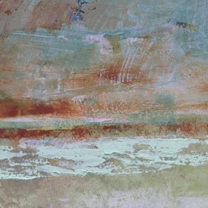 Closeup detail of zen abstract landscape art "Hidden Sun," digital art landscape by Victoria Primicias