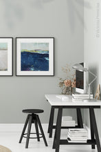 Load image into Gallery viewer, Conteporary indigo abstract beach wall decor &quot;Indigo Blue,&quot; digital download by Victoria Primicias, decorates the office.
