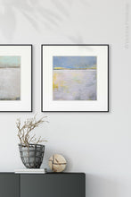 Load image into Gallery viewer, Yellow and gray abstract beach artwork &quot;Inner Ocean,&quot; fine art print by Victoria Primicias, decorates the entryway.
