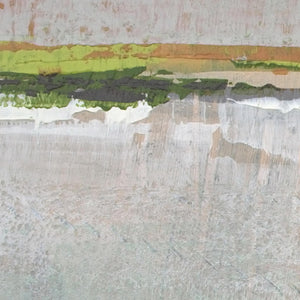 Closeup detail of gray abstract landscape art "Ivory Shore," giclee print by Victoria Primicias
