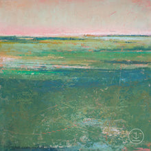 Load image into Gallery viewer, Verdant green abstract landscape painting &quot;Jade Lea,&quot; digital print by Victoria Primicias
