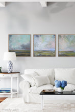 Load image into Gallery viewer, Square abstract landscape art &quot;Last Soiree,&quot; printable wall art by Victoria Primicias, decorates the living room.
