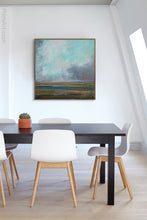 Load image into Gallery viewer, Square abstract landscape art &quot;Last Soiree,&quot; printable wall art by Victoria Primicias, decorates the office.
