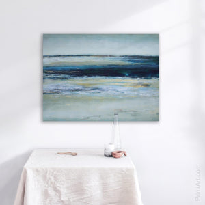 yellow and gray abstract seascape painting
