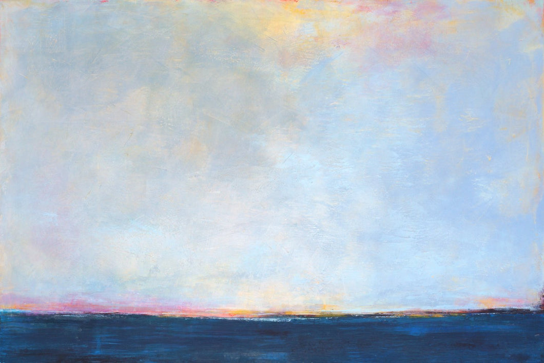 Serene horizon abstract beach painting 