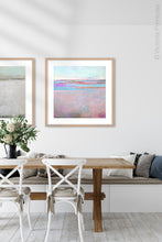 Load image into Gallery viewer, Sweet square abstract seascape painting &quot;Marathon Miles,&quot; printable wall art by Victoria Primicias, decorates the dining room.
