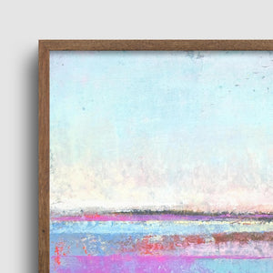 Closeup detail of sweet square abstract beach painting "Marathon Miles," printable wall art by Victoria Primicias