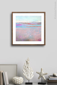 Sweet square abstract landscape art "Marathon Miles," printable wall art by Victoria Primicias, decorates the wall.