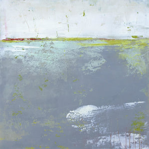 Gray abstract ocean art "Marthas Shallows," canvas art print by Victoria Primicias