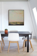 Load image into Gallery viewer, Modern abstract beach artwork &quot;Martini Morning,&quot; printable wall art by Victoria Primicias, decorates the office.
