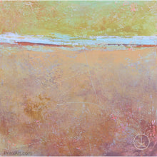 Load image into Gallery viewer, Sweet abstract beach artwork &quot;Melon Melee,&quot; digital art landscape by Victoria Primicias
