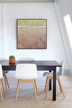Load image into Gallery viewer, Sweet abstract beach artwork &quot;Melon Melee,&quot; downloadable art by Victoria Primicias, decorates the office.
