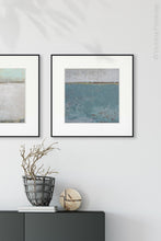 Load image into Gallery viewer, Teal landscape art &quot;Merchant Crossing,&quot; printable wall art by Victoria Primicias, decorates the hallway.
