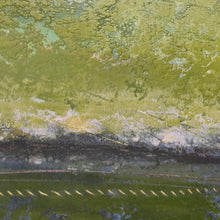 Load image into Gallery viewer, Closeup detail of chartreuse abstract beach artwork &quot;Merchant Skies,&quot; printable art by Victoria Primicias
