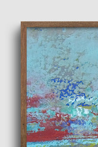 Closeup detail of tan abstract ocean painting "Mint Melody," printable wall art by Victoria Primicias