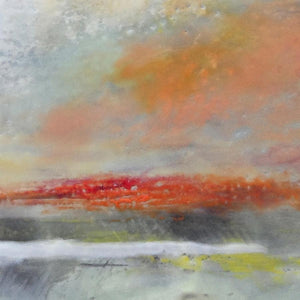 Closeup detail of modern abstract landscape art "Missing Stream," printable wall art by Victoria Primicias