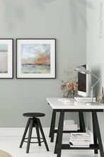 Load image into Gallery viewer, Modern abstract landscape art &quot;Missing Stream,&quot; printable wall art by Victoria Primicias, decorates the office.
