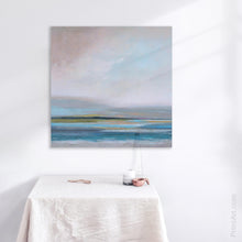 Load image into Gallery viewer, square 36x36 pink blue and gray abstract seascape
