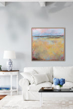 Load image into Gallery viewer, Coastal abstract ocean wall art &quot;Morning Gallery,&quot; digital print by Victoria Primicias, decorates the living room.
