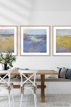Load image into Gallery viewer, Coastal abstract beach artwork &quot;Morning Gallery,&quot; downloadable art by Victoria Primicias, decorates the dining room.

