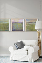 Load image into Gallery viewer, Horizon abstract landscape art &quot;Novel Sheets,&quot; downloadable art by Victoria Primicias, decorates the living room.
