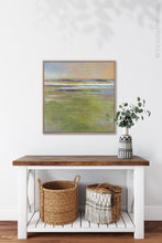 Load image into Gallery viewer, Horizon abstract landscape art &quot;Novel Sheets,&quot; digital print by Victoria Primicias, decorates the entryway.
