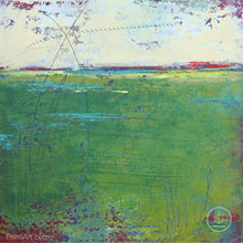 Load image into Gallery viewer, Green abstract landscape painting &quot;On Course,&quot; digital print by Victoria Primicias
