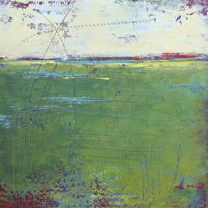 Green abstract landscape painting "On Course," fine art print by Victoria Primicias