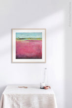 Load image into Gallery viewer, Pink abstract beach artwork &quot;Painted Lady,&quot; giclee print by Victoria Primicias, decorates the kitchen.
