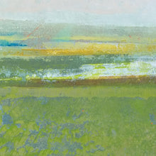 Load image into Gallery viewer, Closeup detail of contemporary abstract landscape art &quot;Peridot Pastures,&quot; canvas wall art by Victoria Primicias
