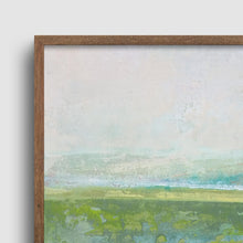Load image into Gallery viewer, Closeup detail of contemporary abstract landscape painting &quot;Peridot Pastures,&quot; giclee print by Victoria Primicias
