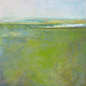 Contemporary abstract landscape painting "Peridot Pastures," giclee print by Victoria Primicias