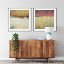 Load image into Gallery viewer, Modern landscape painting &quot;Persian Promise,&quot; printable art by Victoria Primicias, decorates the entryway.
