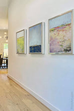 Load image into Gallery viewer, Colorful landscape painting &quot;Pink Parade,&quot; digital print by Victoria Primicias, decorates the entryway.
