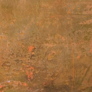 Closeup detail of colorful abstract coastal wall art "Pumpkin Passages," digital art by Victoria Primicias