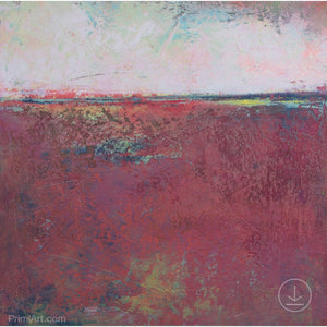 Burgundy abstract beach art "Red Tide," digital art landscape by Victoria Primicias