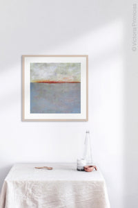 Impressionist abstract beach wall art "Return of Secrets," canvas art print by Victoria Primicias, decorates the kitchen.
