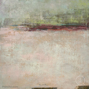 Neutral color abstract landscape painting "Ruby Landing," digital print by Victoria Primicias