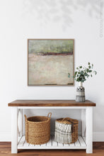 Load image into Gallery viewer, Neutral color landscape painting &quot;Ruby Landing,&quot; digital print by Victoria Primicias, decorates the entryway.
