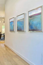 Load image into Gallery viewer, Turquoise abstract landscape painting &quot;Sea Mistress,&quot; canvas print by Victoria Primicias, decorates the entryway.
