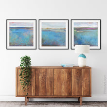 Load image into Gallery viewer, Turquoise abstract ocean wall art &quot;Sea Mistress,&quot; canvas art print by Victoria Primicias, decorates the entryway.
